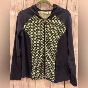 Zenergy by Chicos Navy, white and green hoodie